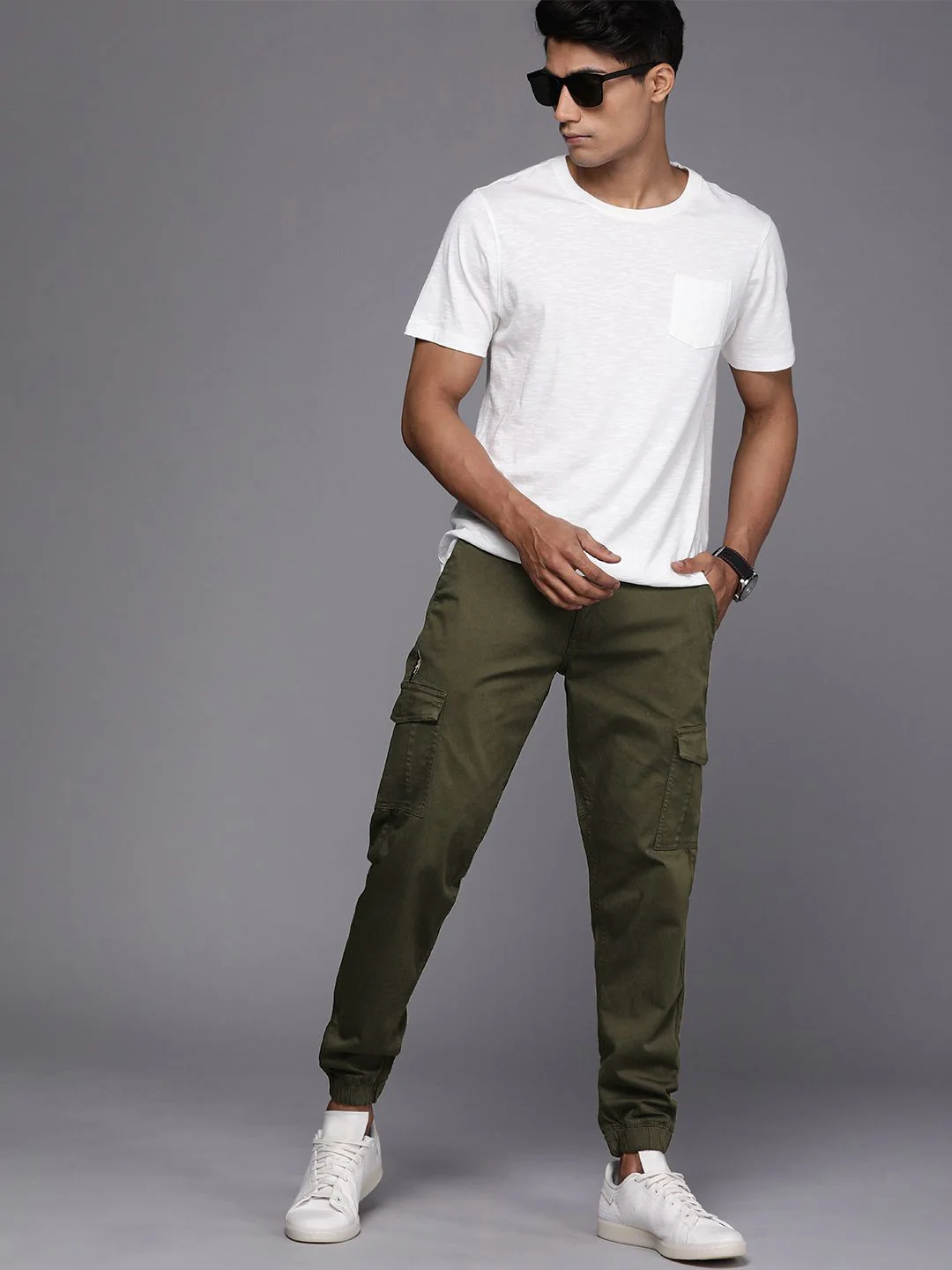 Solid Olive Cargo Jogger - Image 2