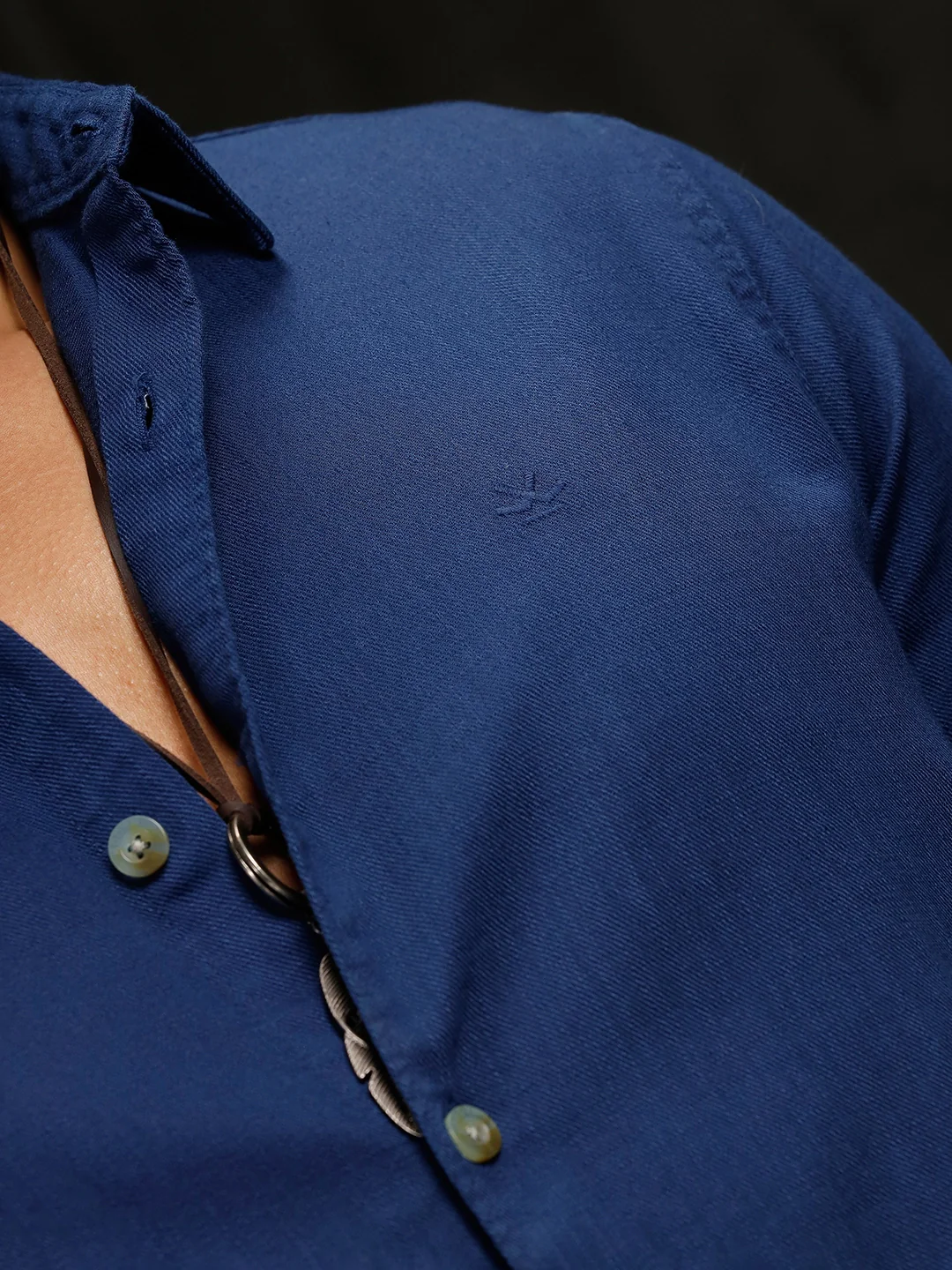 Solid Overdyed Slim Fit Shirt | Dark Blue - Image 5
