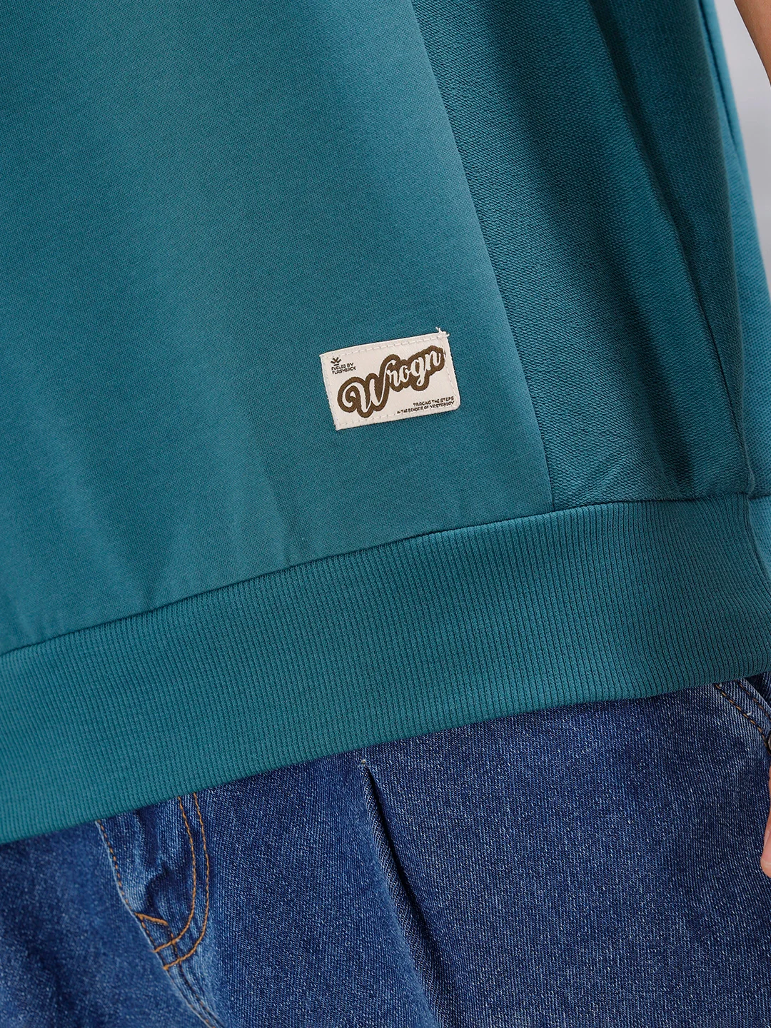 Solid Oversized Crew Neck T-shirt | Teal - Image 5