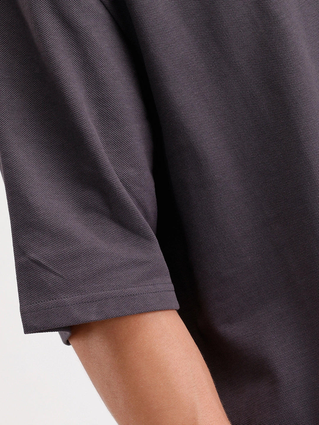 Solid Oversized Polo T-Shirt | Dark Grey - Image 6
