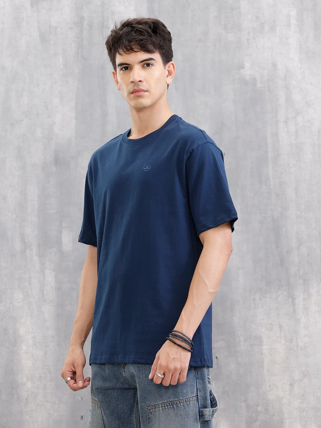 Solid Oversized T-Shirt | Blue - Image 5