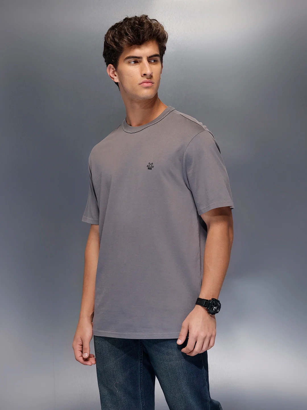 Solid Oversized T-Shirt   |  Grey - Image 4