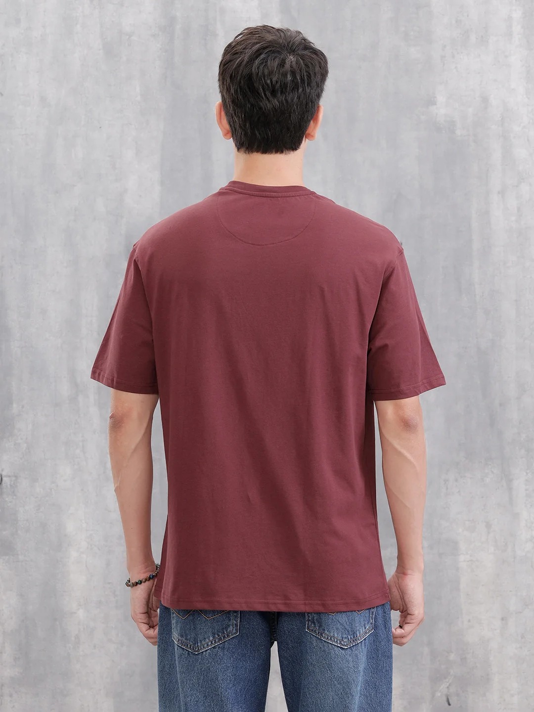 Solid Oversized T-Shirt | Maroon - Image 3