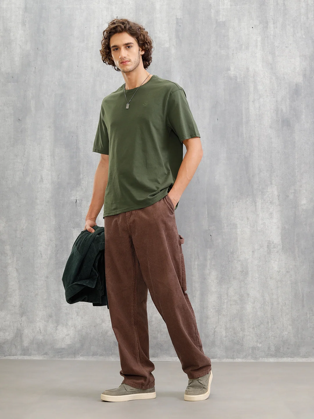 Solid Oversized T-Shirt | Olive - Image 2