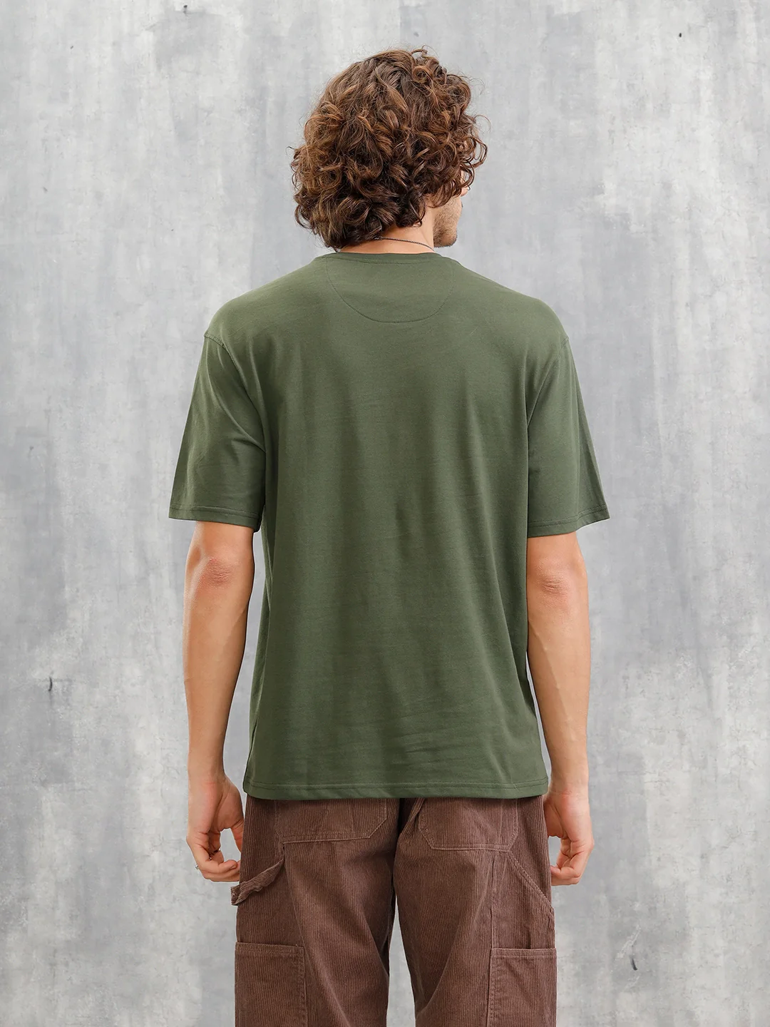 Solid Oversized T-Shirt | Olive - Image 3