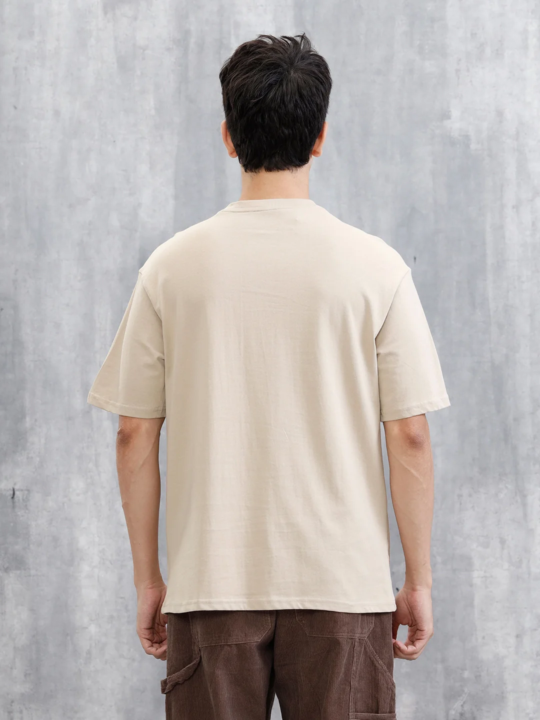 Solid Patch Detail T-Shirt | Khaki - Image 3