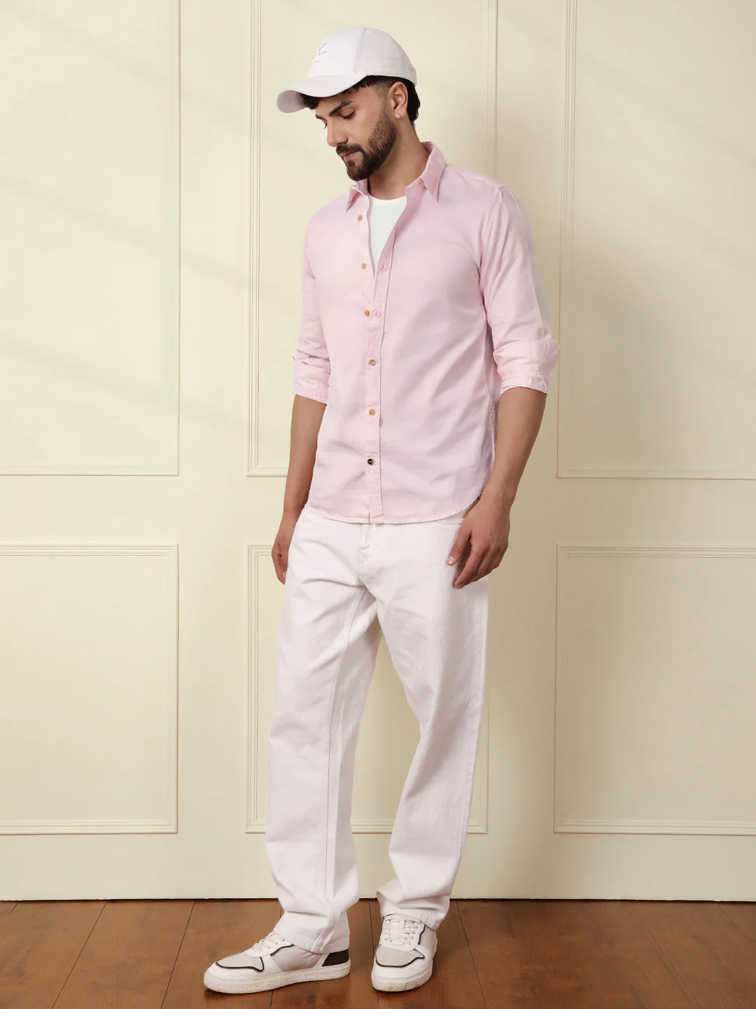 Solid Linen Blend Shirt | Pink - Image 3
