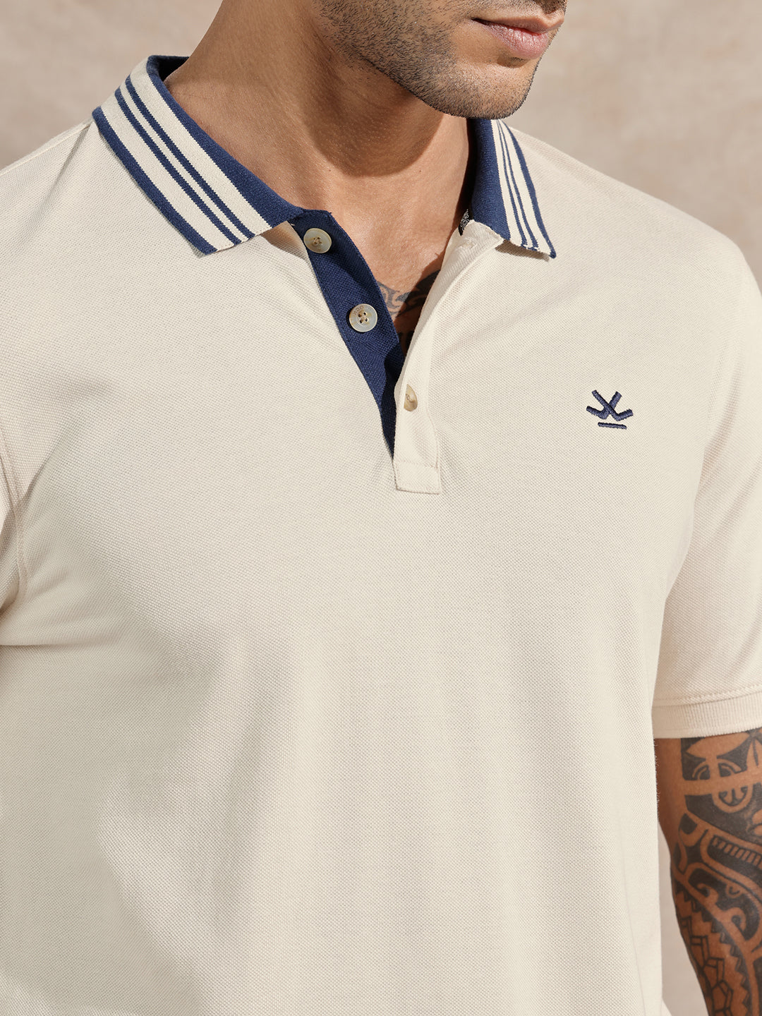 Solid Pique Polo T-Shirt | Beige - Image 5