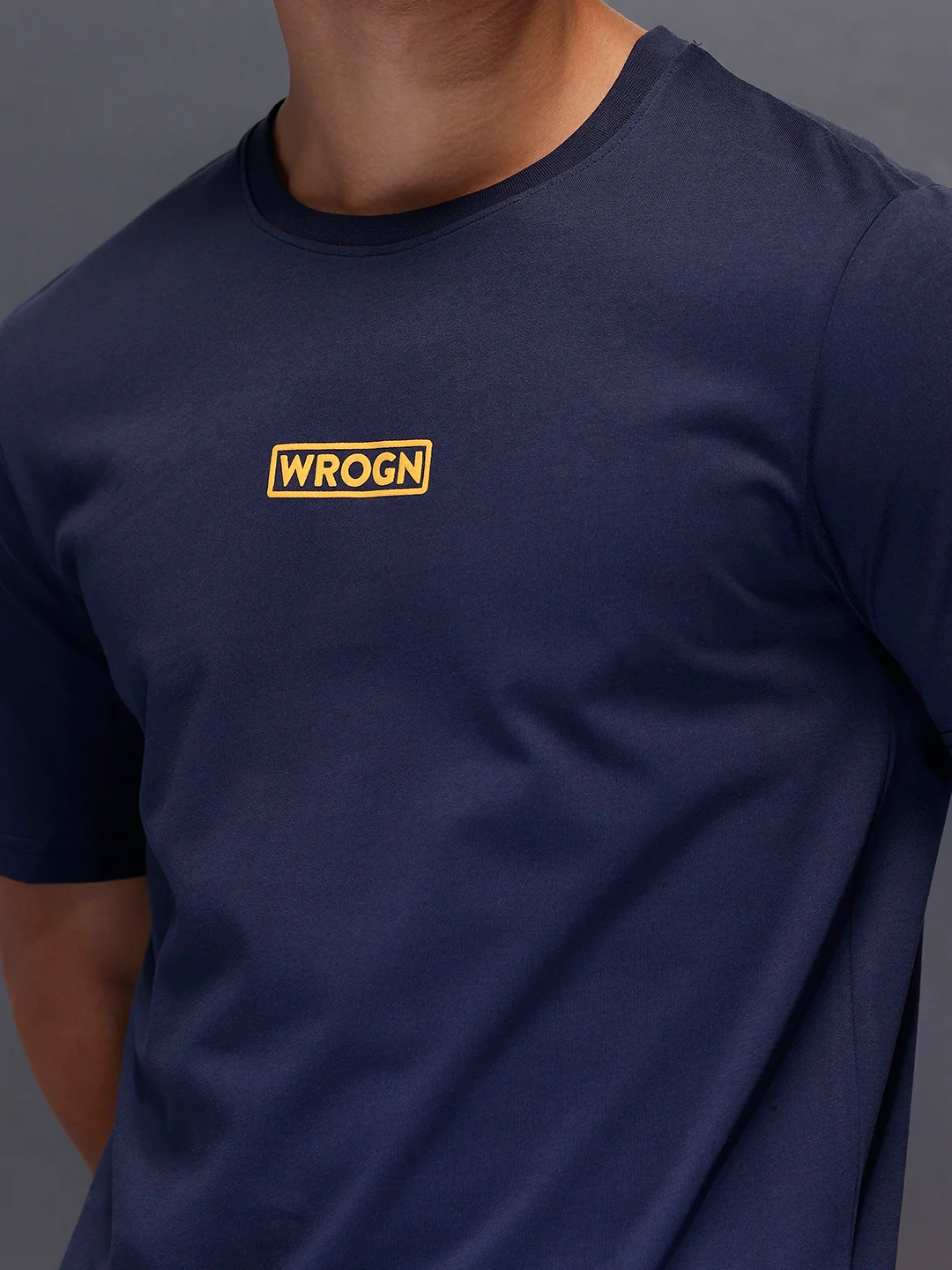 Solid Placement Printed T-Shirt   |  Navy Blue - Image 5