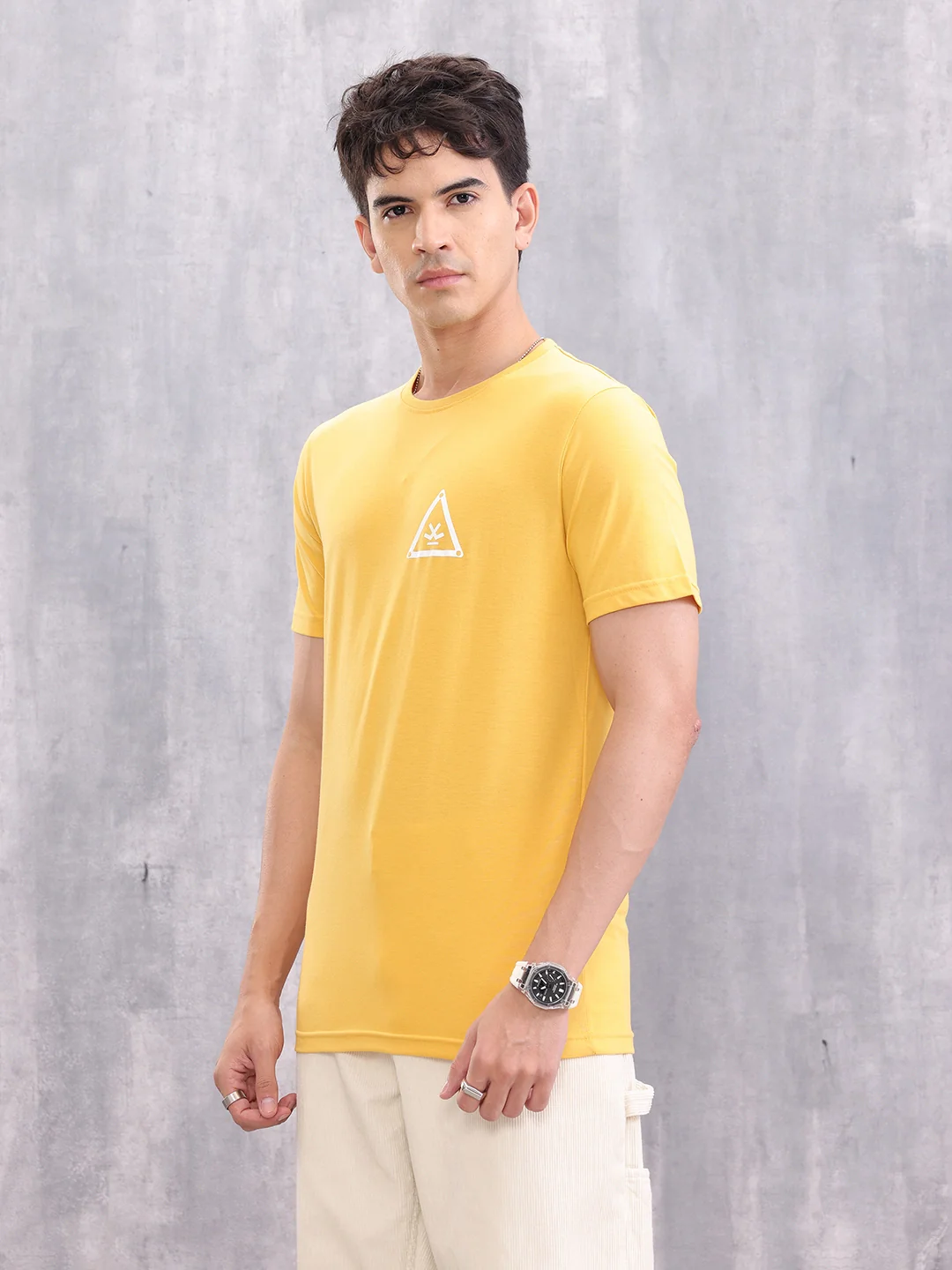 Solid Placement Printed T-Shirt | Yellow - Image 5