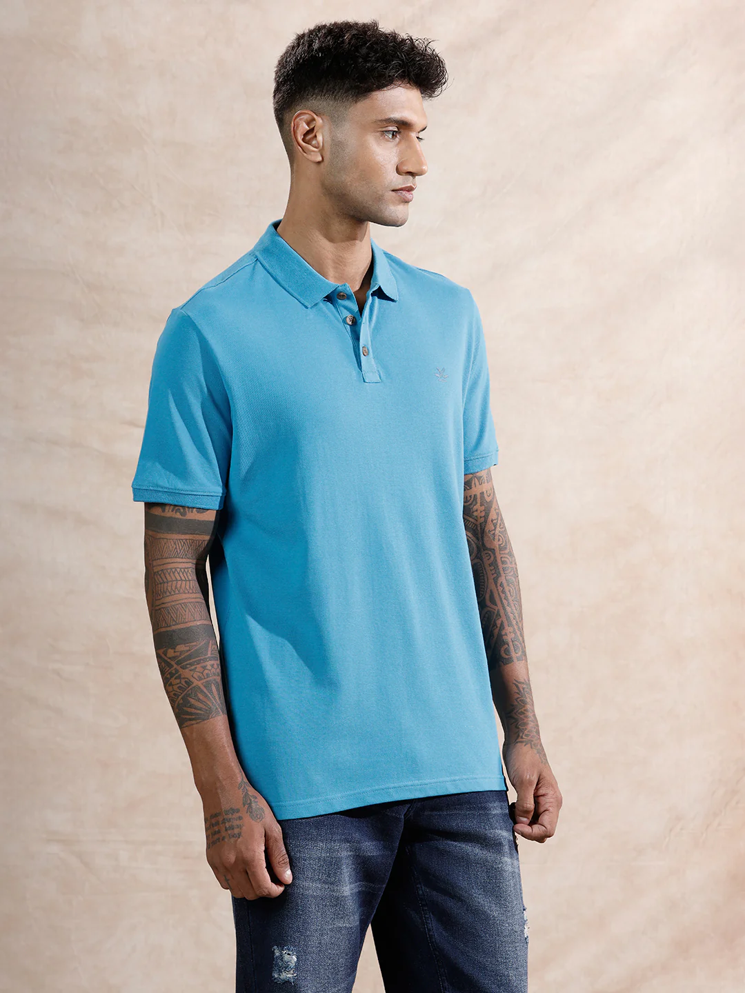 Solid Polo T-Shirt | Blue - Image 3