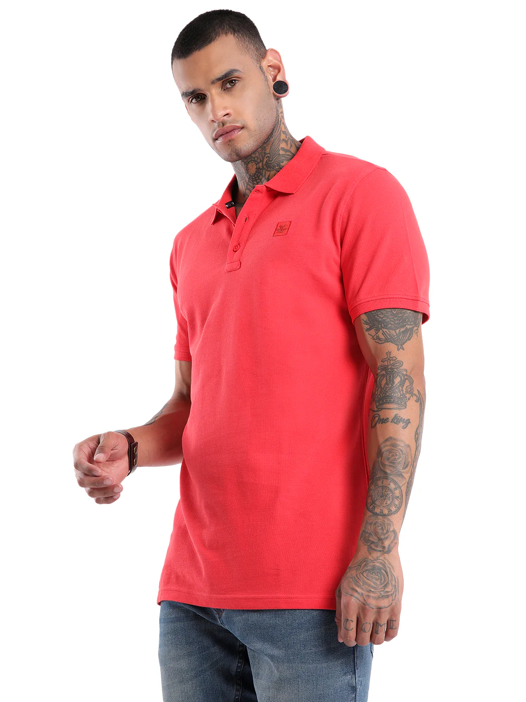 Solid Red Logo Polo T-Shirt - Image 4