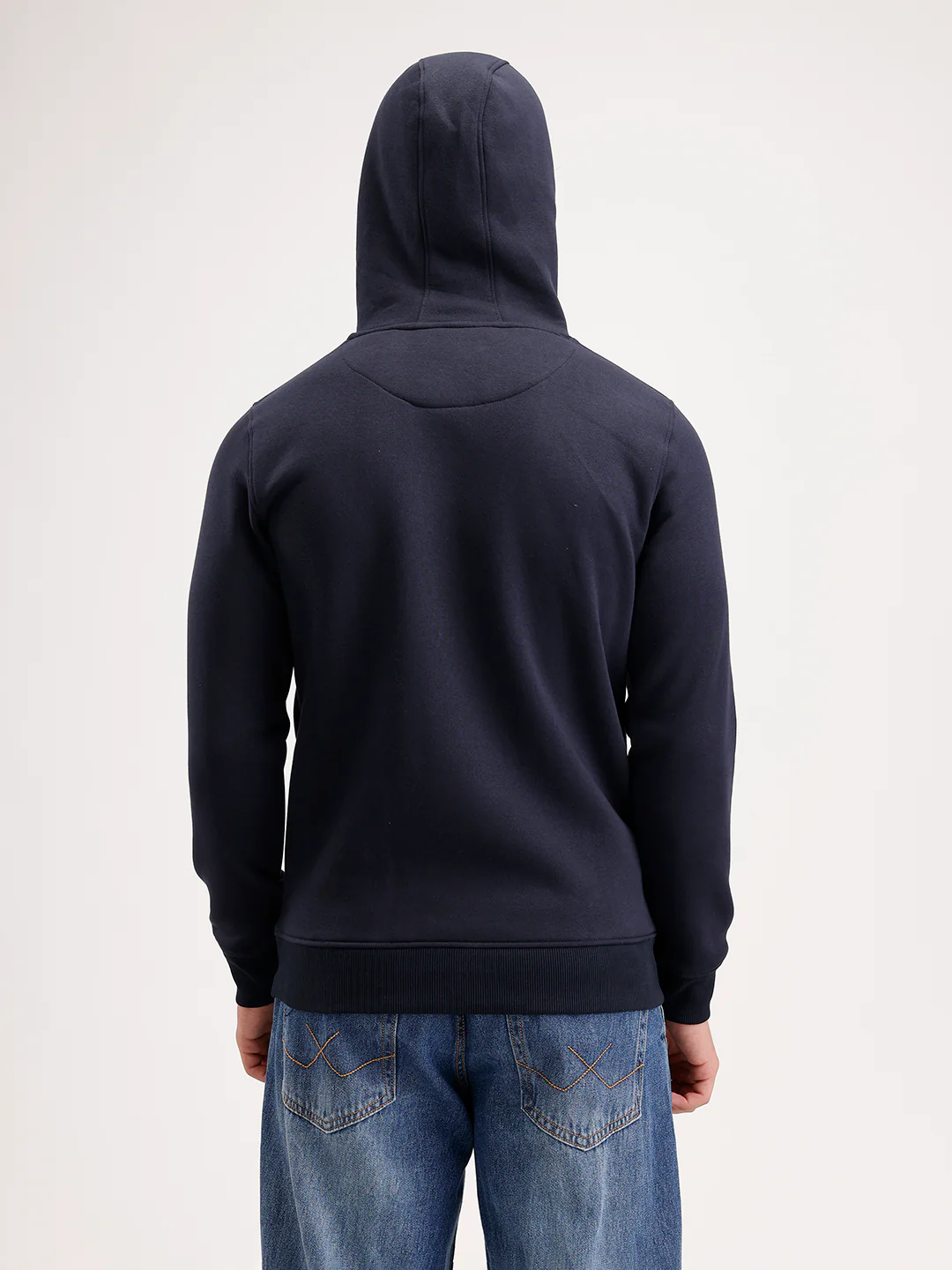 Solid Regular Fit Hoodie  | Navy Blue - Image 3