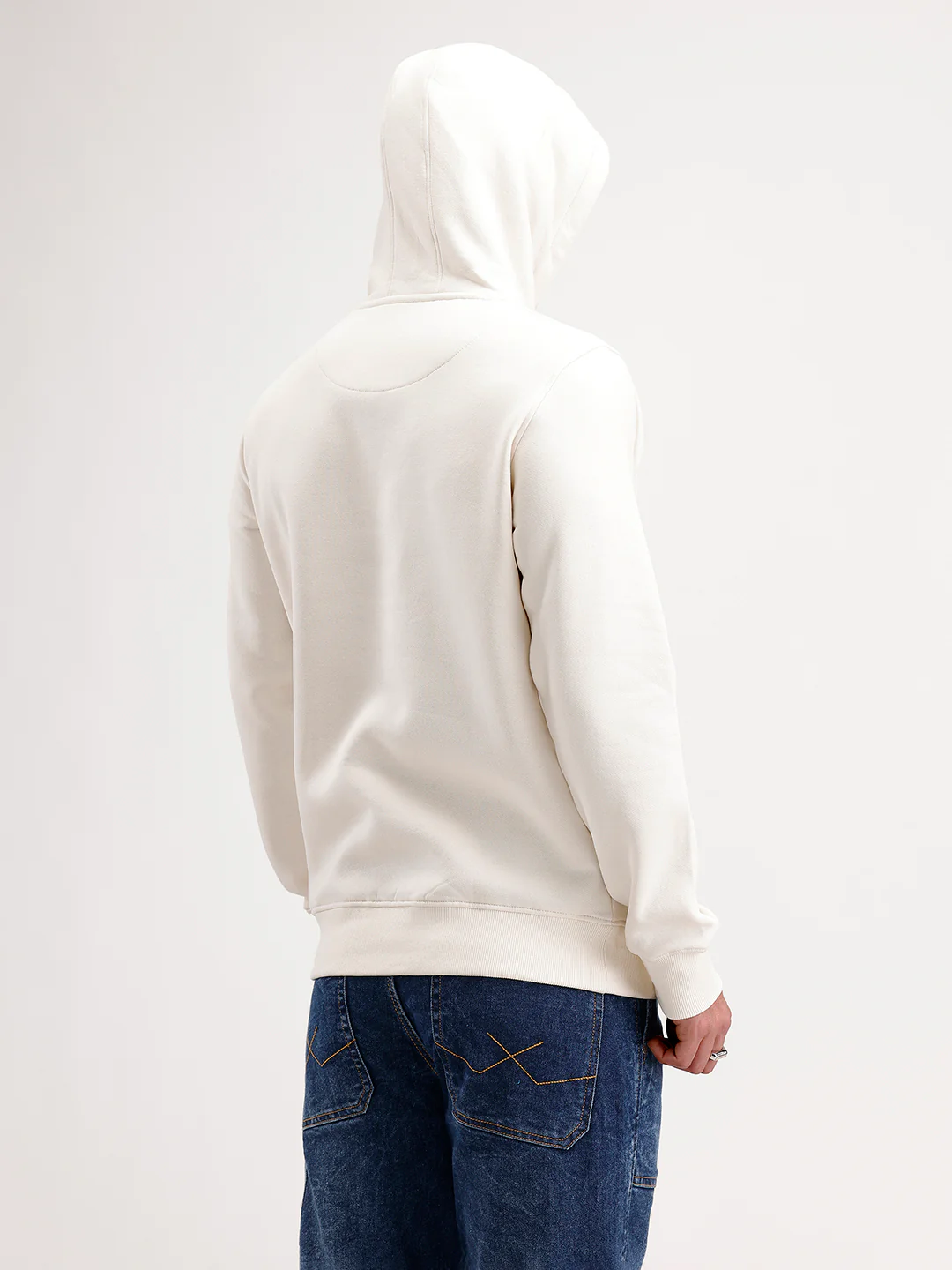 Solid Regular Fit Hoodie | Off White - Image 3