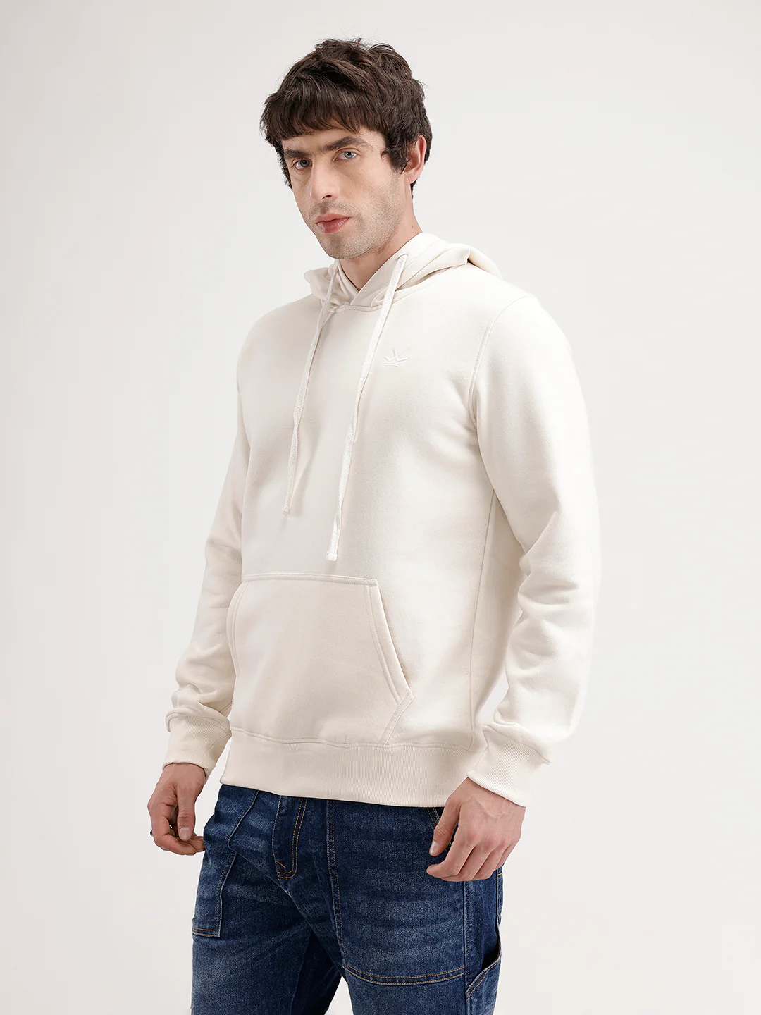 Solid Regular Fit Hoodie | Off White - Image 4