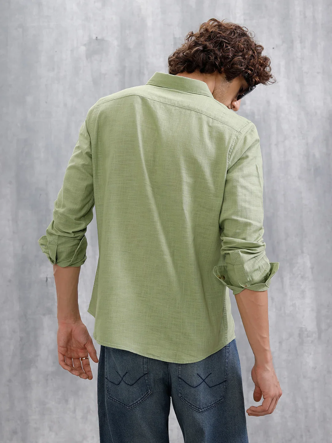 Solid Regular Fit Shirt | Green - Image 3