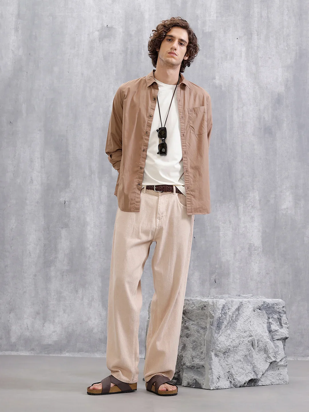 Solid Regular Fit Shirt  | Khaki - Image 2