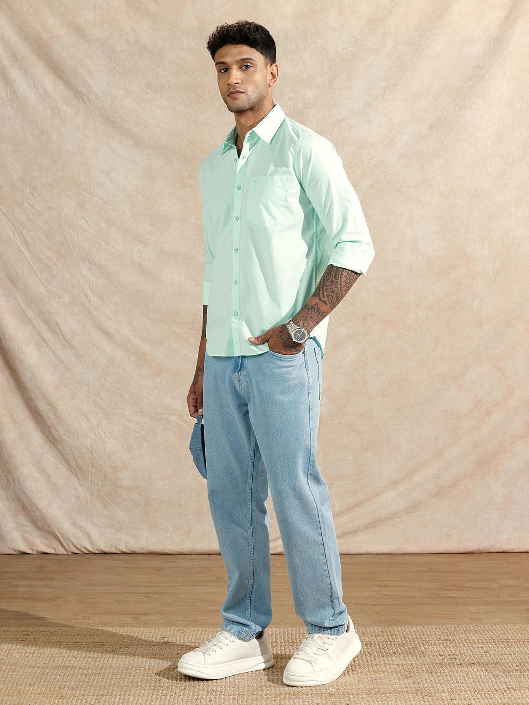 Solid Regular Fit Shirt | Light Green - Image 2