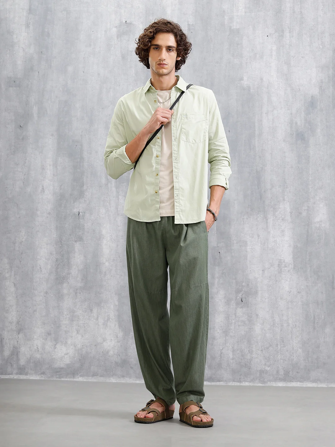 Solid Regular Fit Shirt | Light Green - Image 2