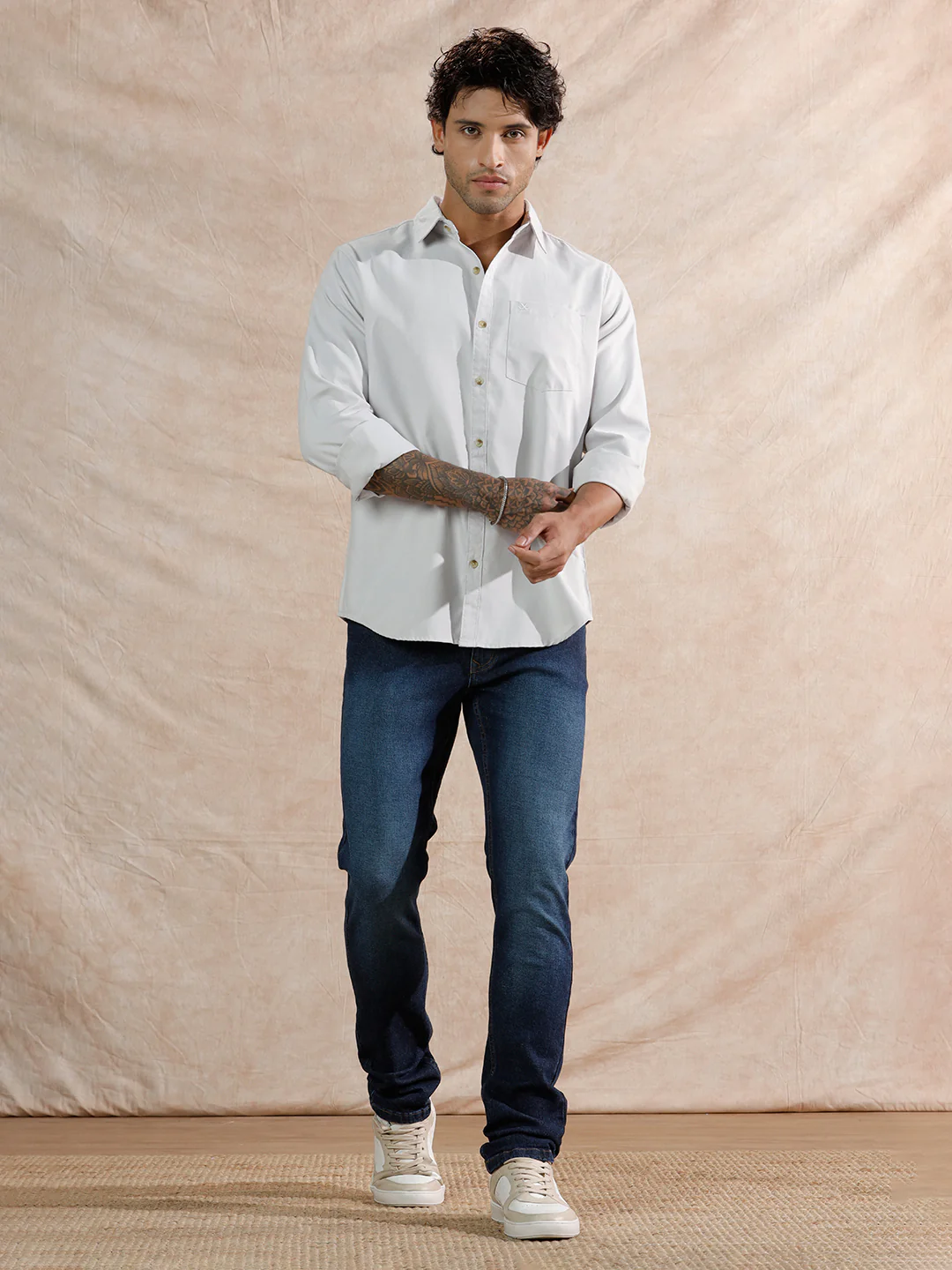 Solid Regular Fit Shirt | Light Grey - Image 2