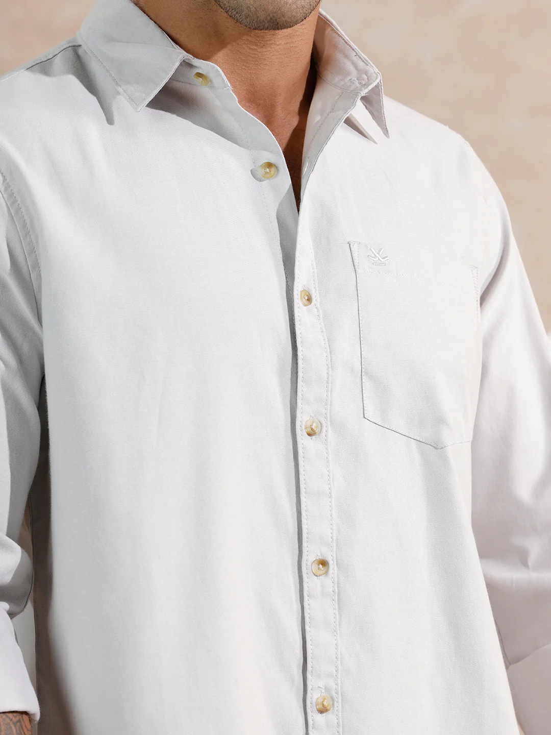 Solid Regular Fit Shirt | Light Grey - Image 5