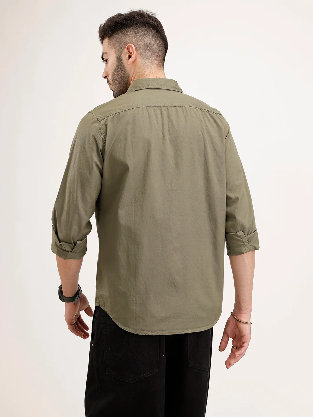 Solid Regular Fit Shirt | Olive - Image 3
