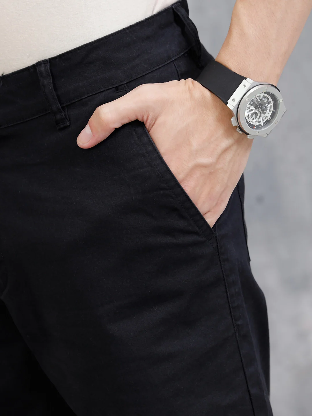 Solid Regular Fit Shorts | Black - Image 5