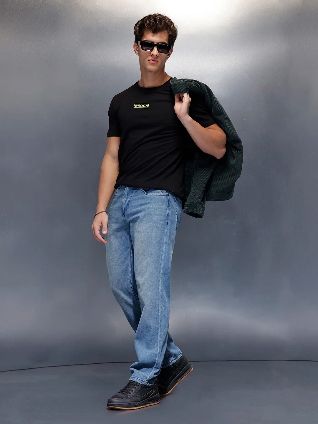 Solid Regular Fit T-Shirt   |  Black - Image 2