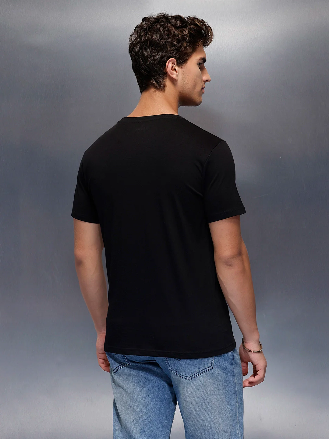 Solid Regular Fit T-Shirt   |  Black - Image 3