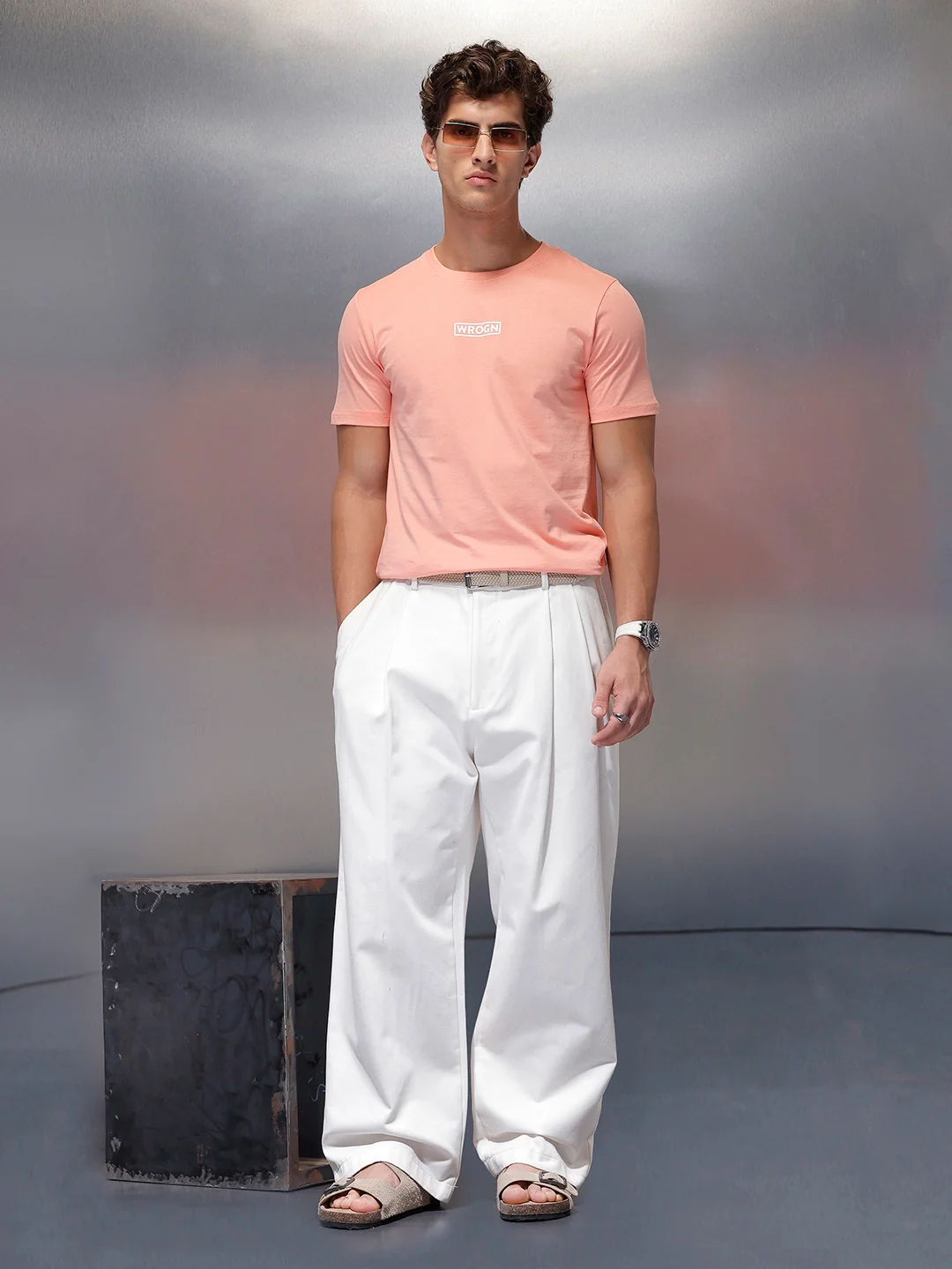Solid Regular Fit T-Shirt   |  Peach - Image 2