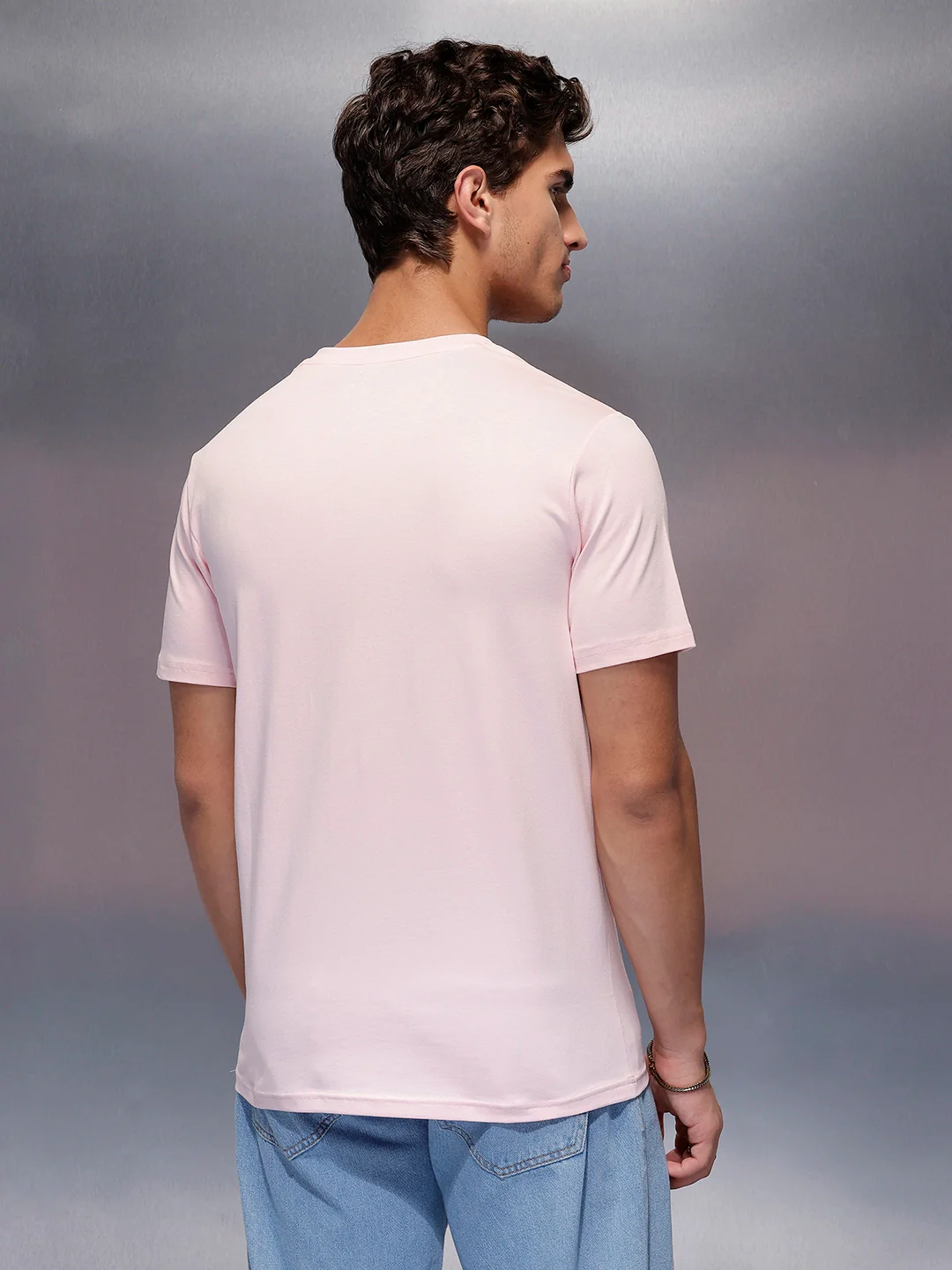 Solid Regular Fit T-Shirt   |  Pink - Image 3