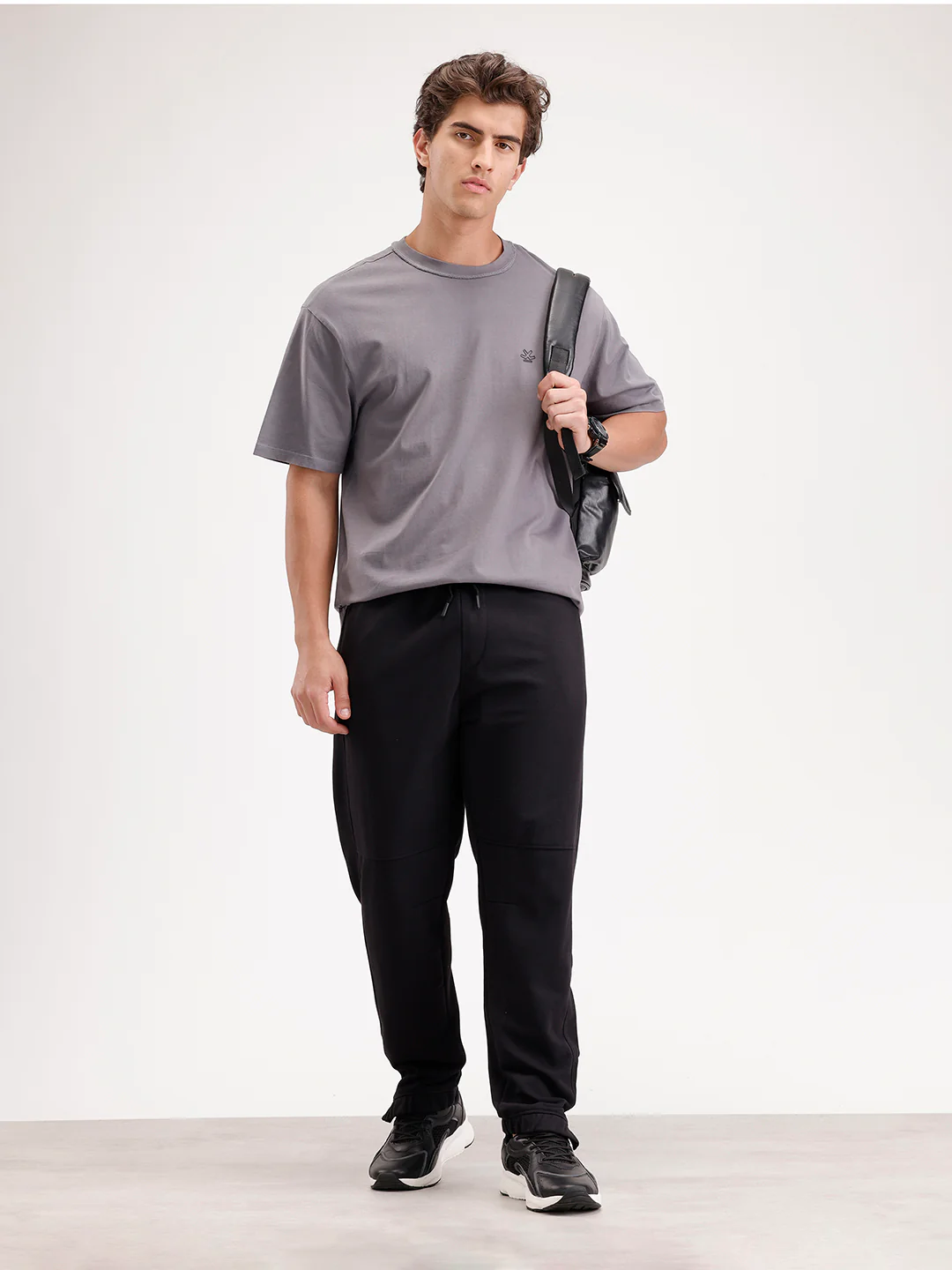 Solid Relaxed Fit Joggers  | Black - Image 2