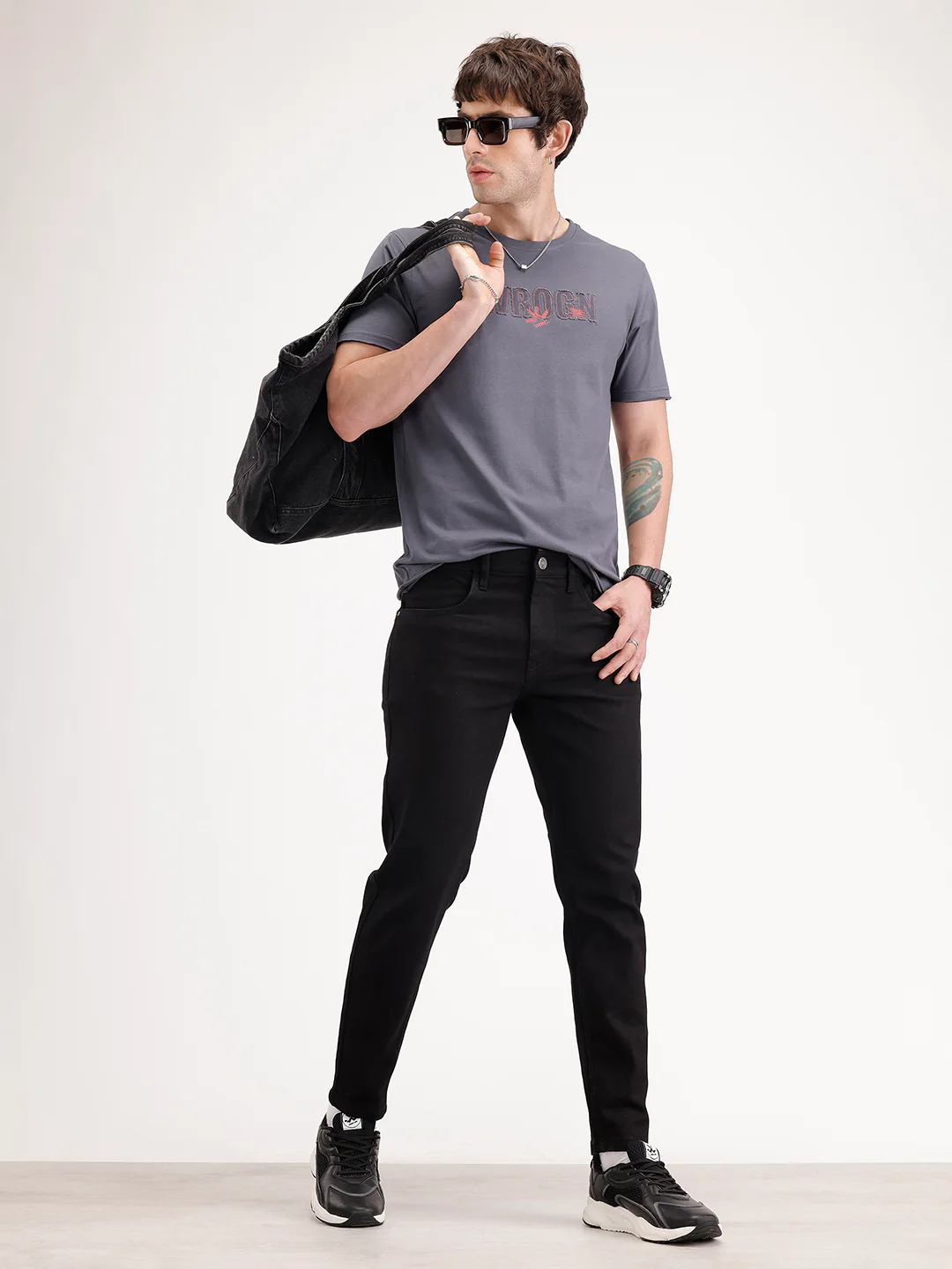Solid Skinny Crop Denim Jeans | Black - Image 2