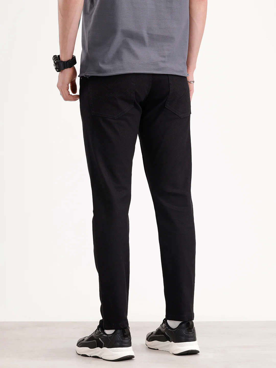 Solid Skinny Crop Denim Jeans | Black - Image 3