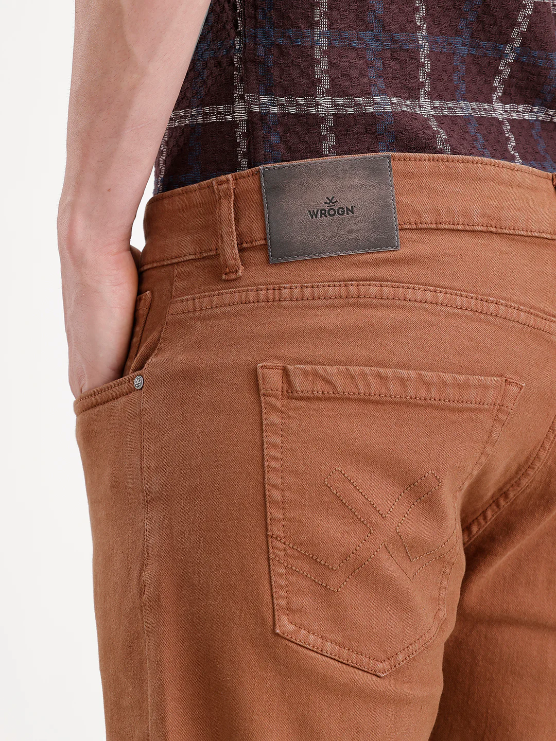 Solid Skinny Crop Denim Jeans | Brown - Image 6