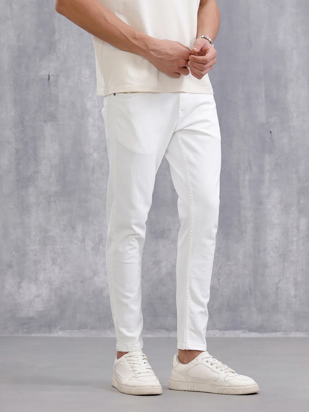 Solid Skinny Crop Jeans | White - Image 4