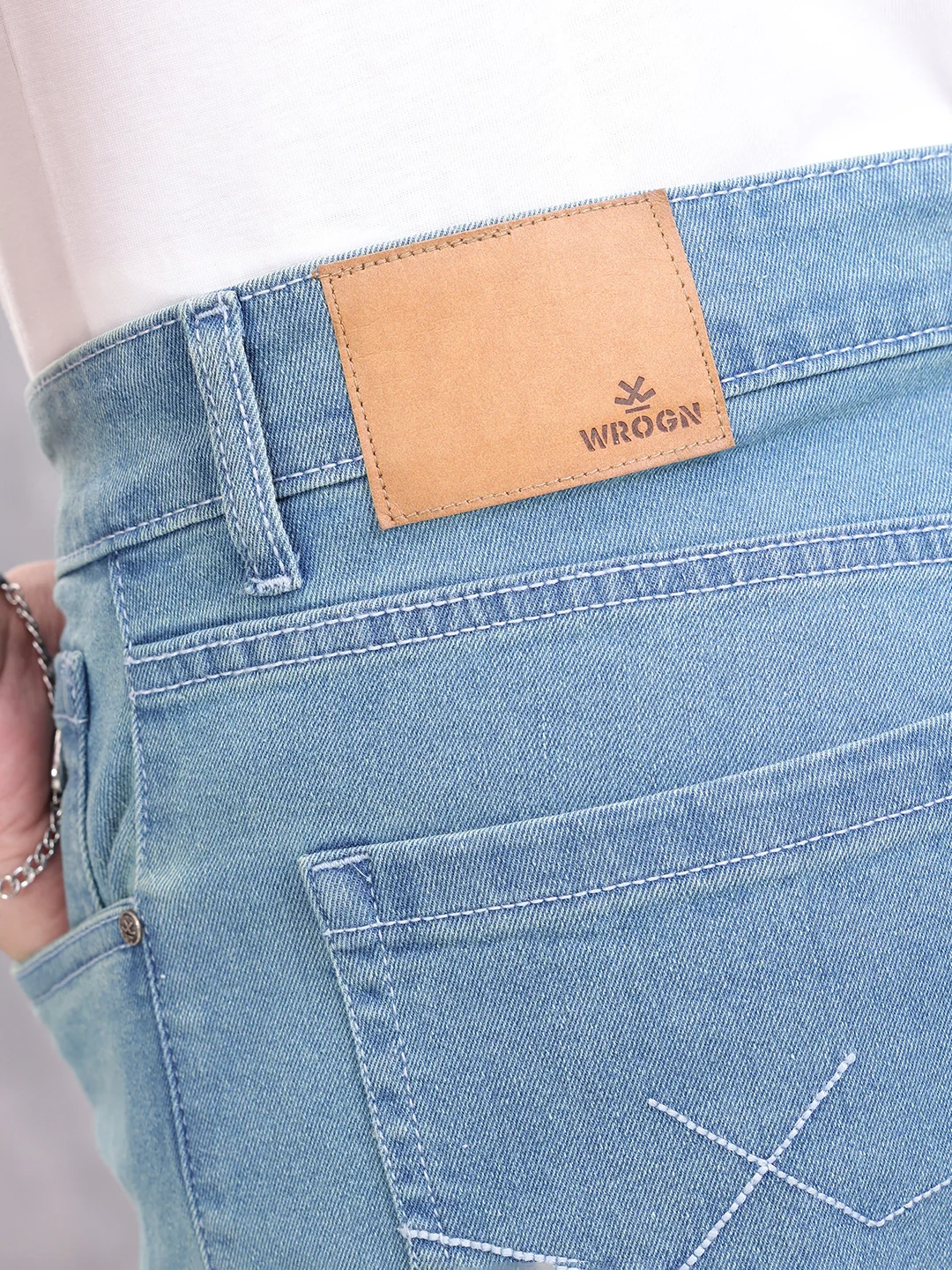 Solid Slim Cropped Denim Jeans | Blue - Image 5