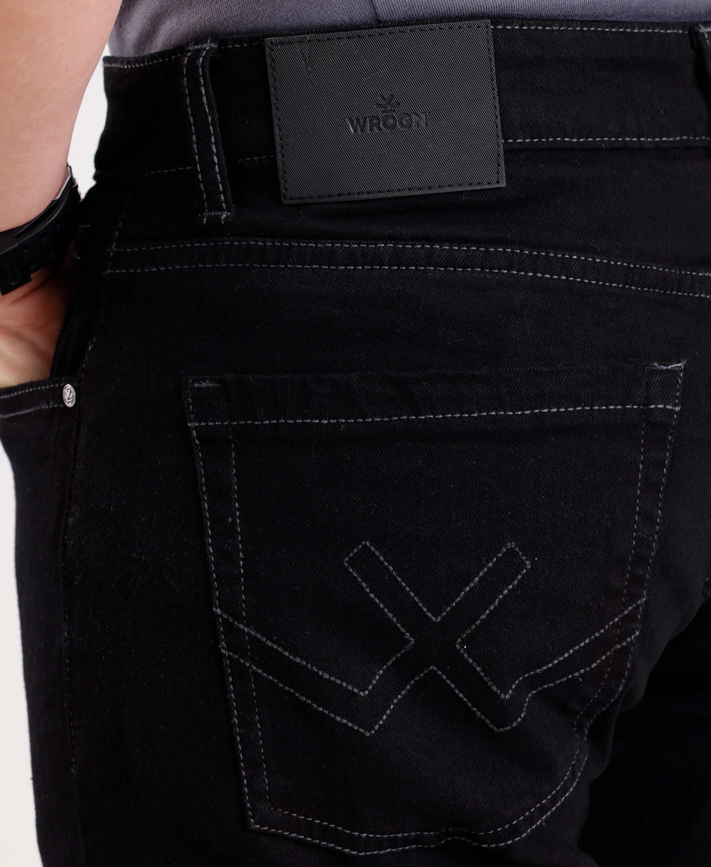 Solid Slim Fit Denim Jeans  | Black - Image 6