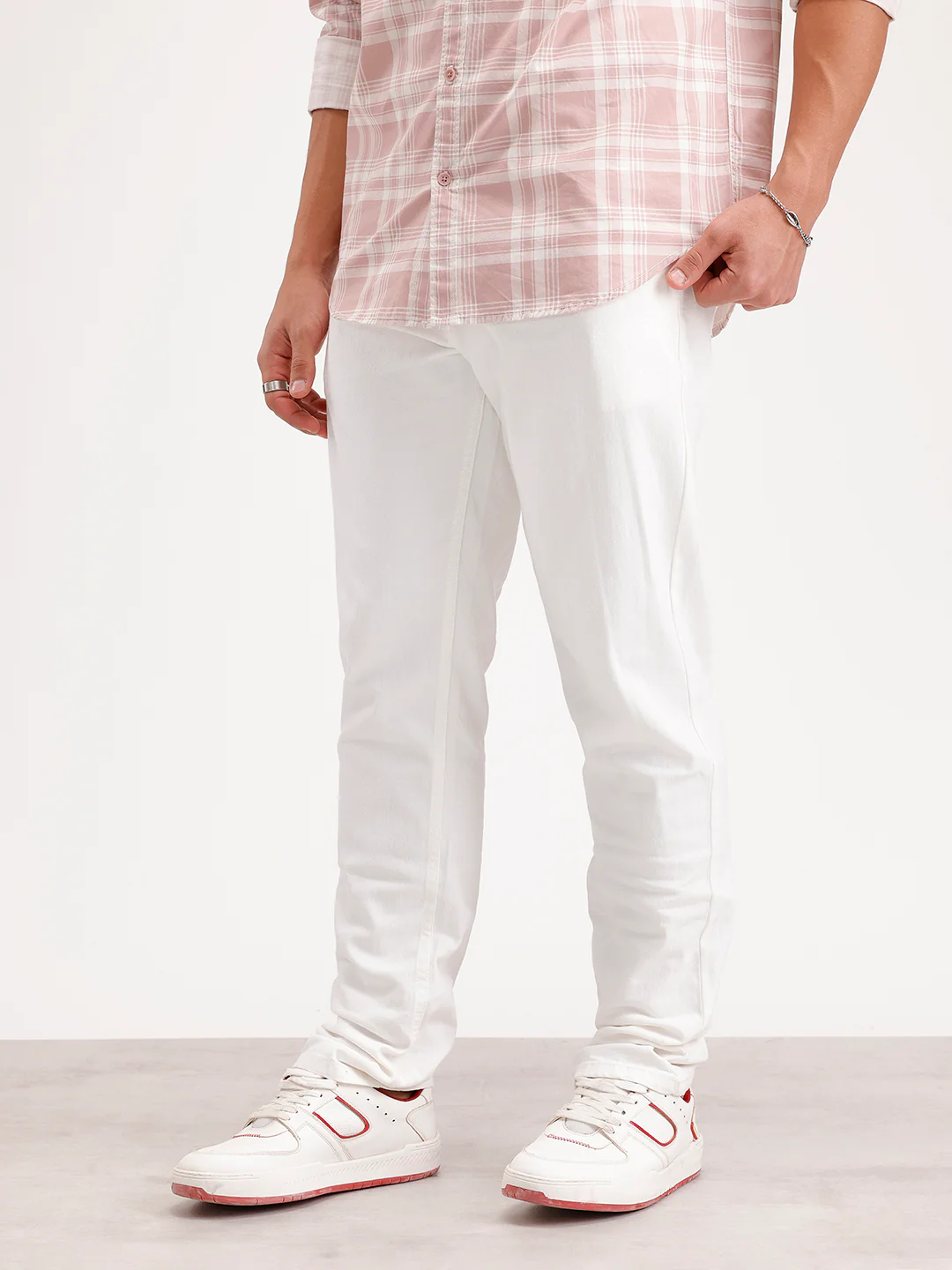 Solid Slim Fit Denim Jeans  | White - Image 4