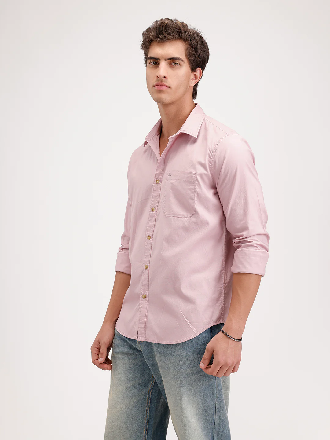 Solid Slim Fit Full Sleeve Shirt  | Pink - Image 4