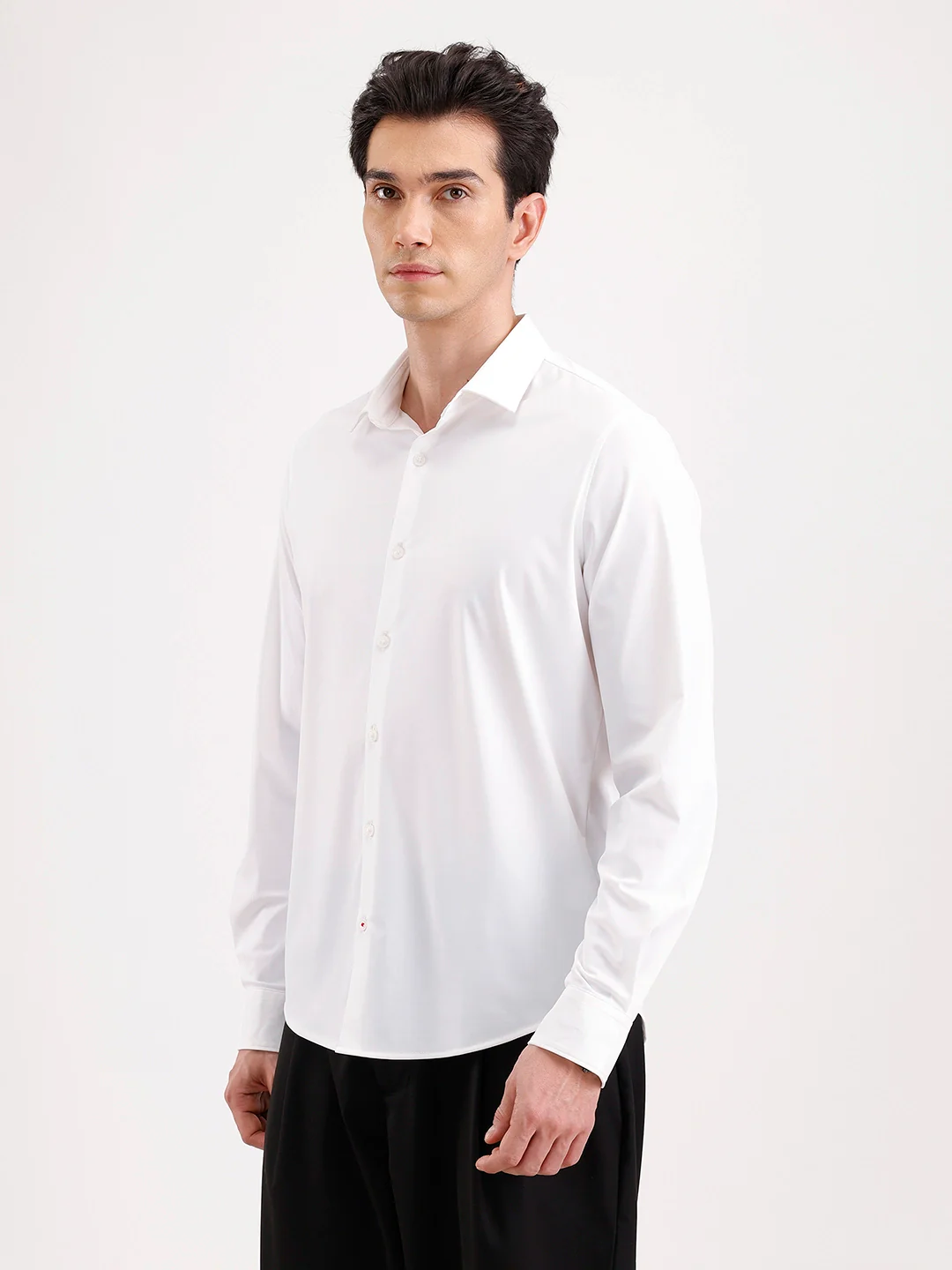 Solid Slim Fit Full Sleeve Shirt  | White - Image 4