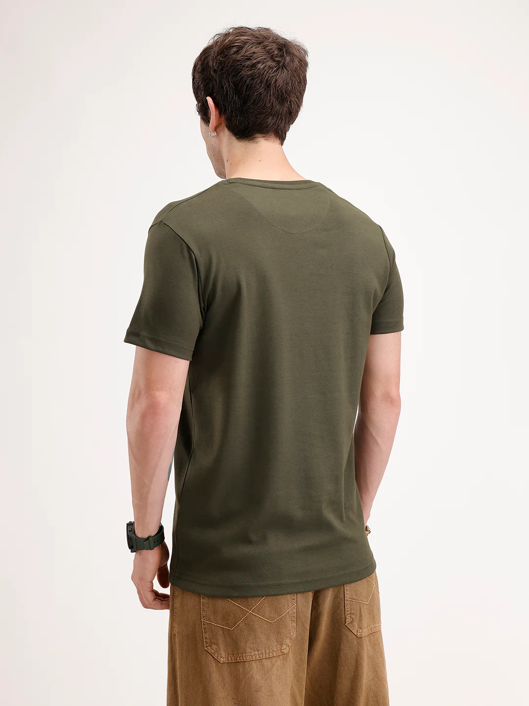 Solid Slim Fit HD Printed T-Shirt | Olive - Image 3