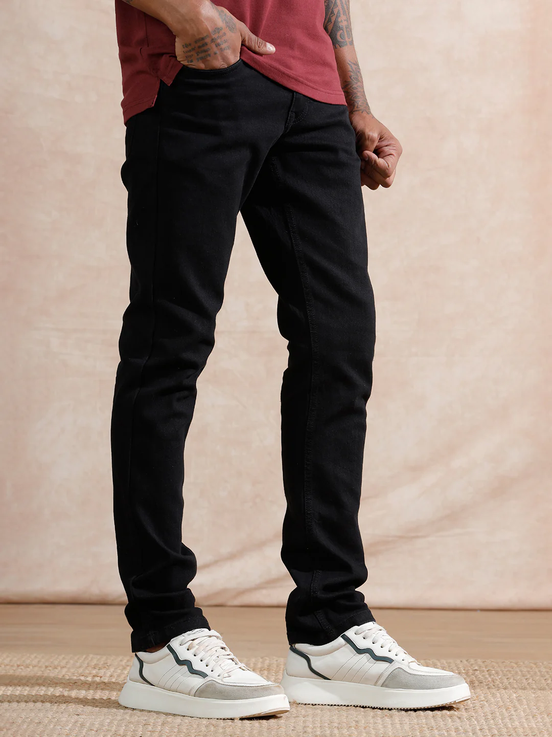 Solid Slim Fit Jeans | Black - Image 4