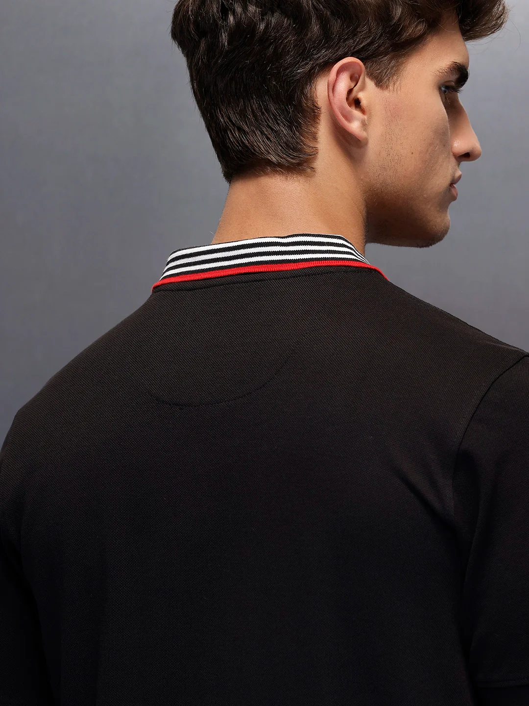 Solid Slim Fit Polo T-Shirt  | Black - Image 5