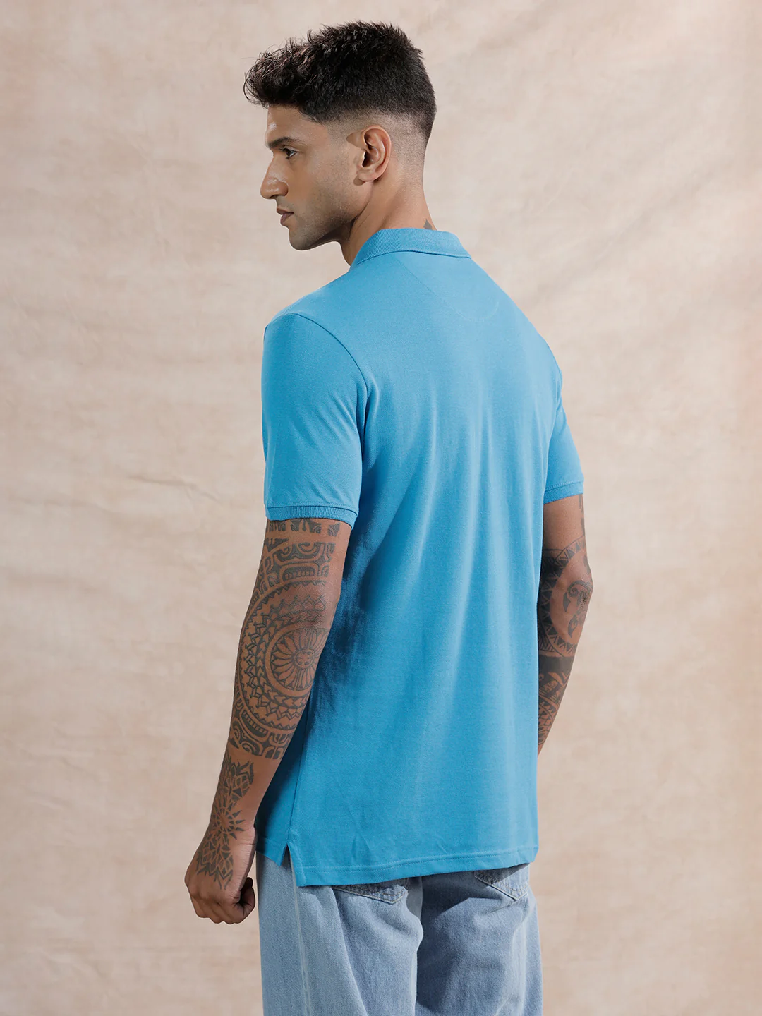 Solid Slim Fit Polo T-Shirt | Blue - Image 3