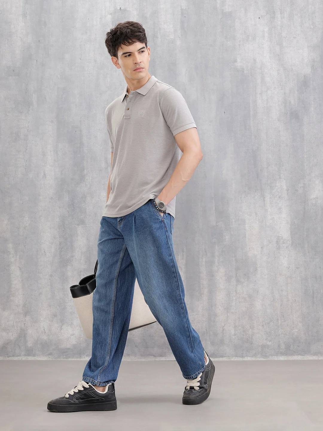 Solid Slim Fit Polo T-Shirt | Grey - Image 2