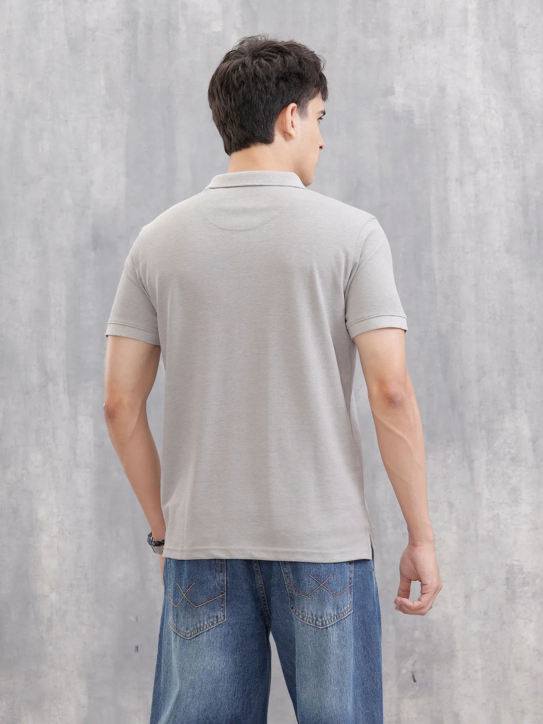 Solid Slim Fit Polo T-Shirt | Grey - Image 3