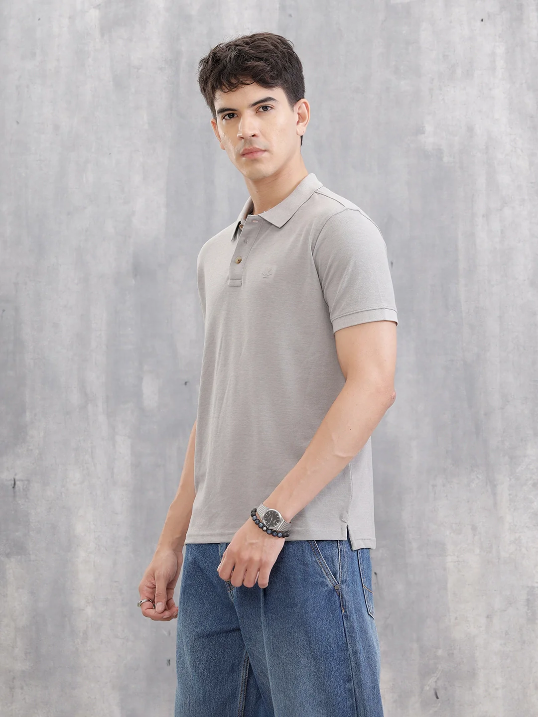 Solid Slim Fit Polo T-Shirt | Grey - Image 5