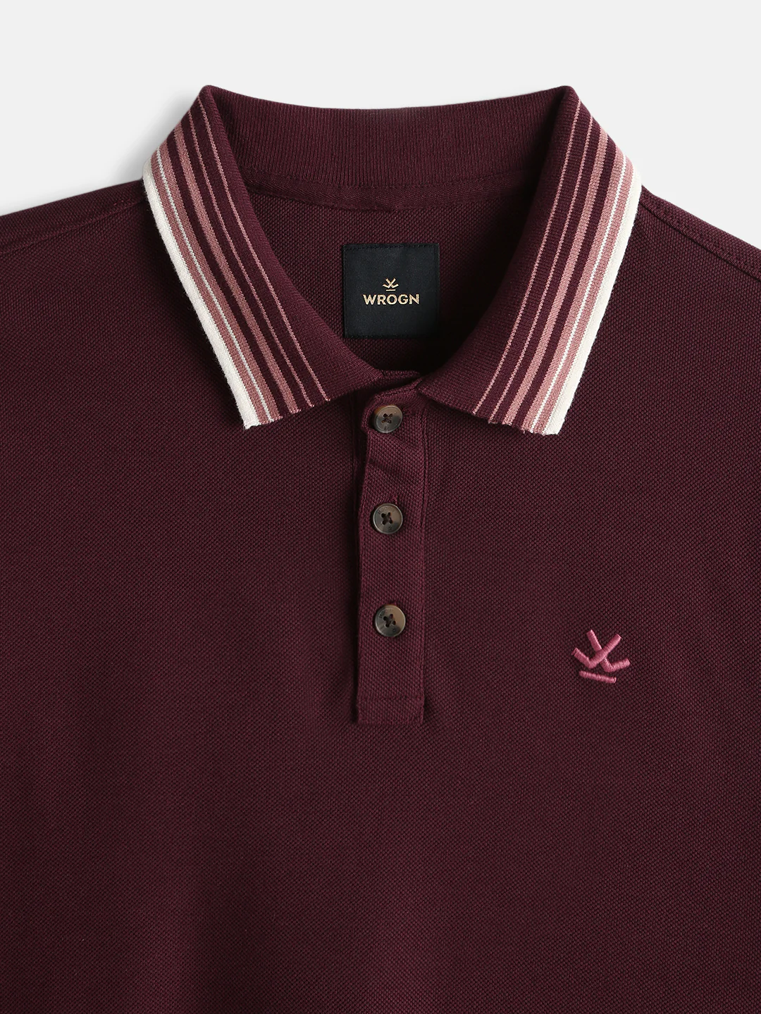 Solid Slim Fit Polo T-Shirt | Maroon - Image 3