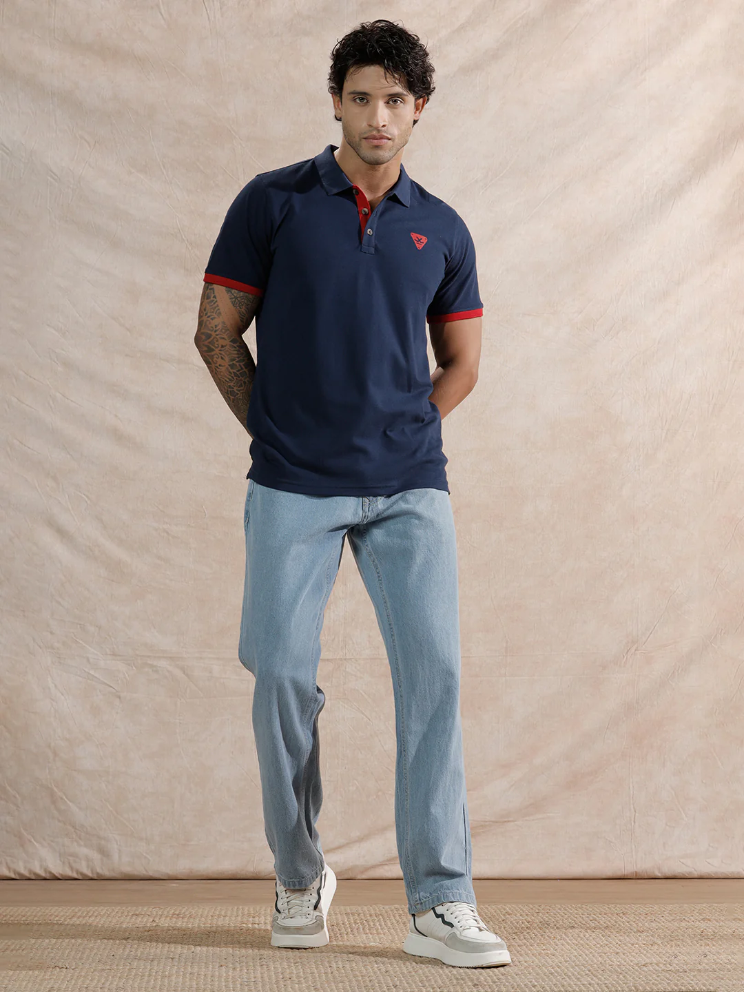 Solid Slim Fit Polo T-Shirt  | Navy Blue - Image 2